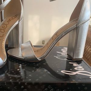 SAM EDELMAN Size 7 , taro Sandal silver  ,walked on once inside for fitting